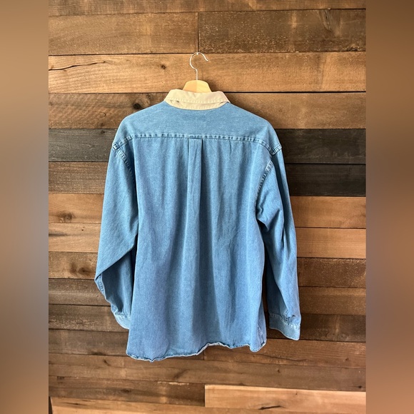 Vintage Roundtree & Yorke Denim Button-Down Sandyland Fish Embroidered Logo - Picture 3 of 10